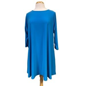 NWT Sympli Trapeze Tunic Ocean Blue 3/4 Sleeves Inseam Pockets SZ 2X